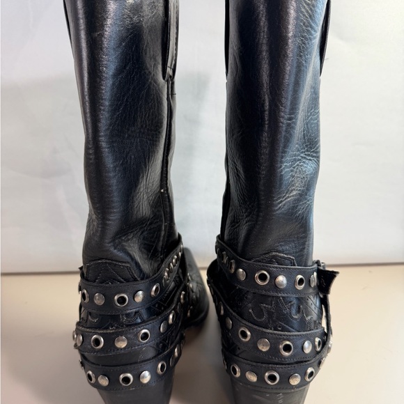 Vintage Code West Biker Style Cowboy Boots Black Women Size 9 - Picture 5 of 8